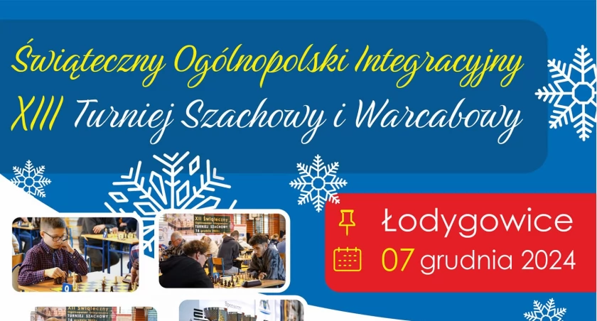 Zapraszamy na XIII Świąteczny Ogólnopolski Turniej Szachowy i Warcabowy! Szkoła Podstawowa nr 2 w Łodygowicach.
