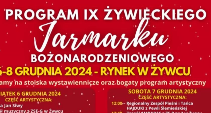 PROGRAM IX ŻYWIECKIEGO JARMARKU BOŻONARODZENIOWEGO - RYNEK W ŻYWCU!!!