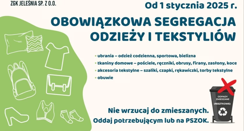 ZGK przypomina ! Zmiany w zasadach segregacji odpadów tekstylnych ! Sprawdź! 