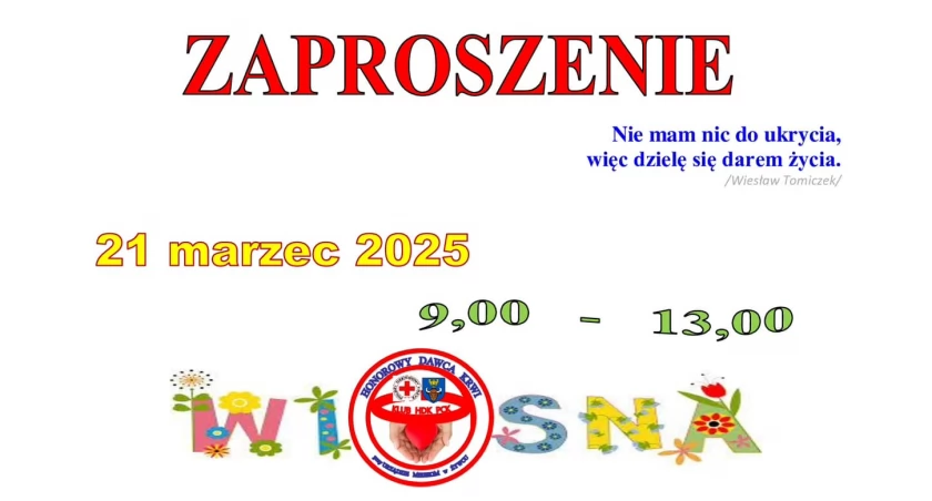 VII Akcja Poboru Krwi – Wiosna Otwiera Nowe Życie! Na Żywieckim Rynku!
