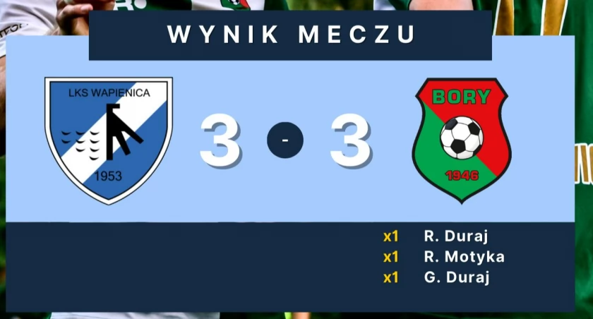 Sparing LKS Zapora Wapiennica - Bory Pietrzykowice zakończony remisem 3:3 !