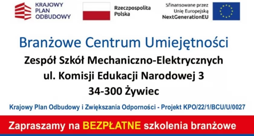 Bezpłatne szkolenia branżowe w ZSME w Żywcu 