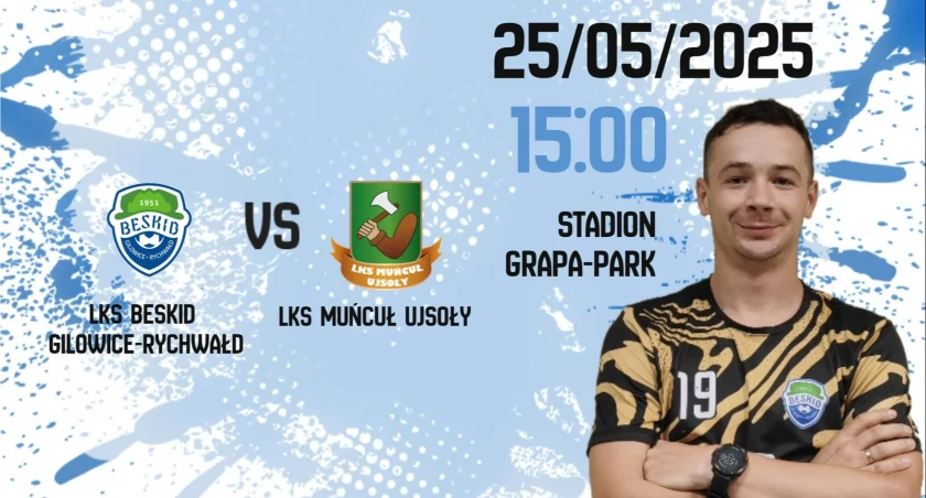 Beskid Gilowice vs LKS Muńcuł Ujsoły: Emocjonujące starcie w Żywieckiej A Klasie! Przyjdź wspierać swoją drużynę 25.05 o 15:00 na Stadionie Grapa-Park. Nie przegap piłkarskich emocji!