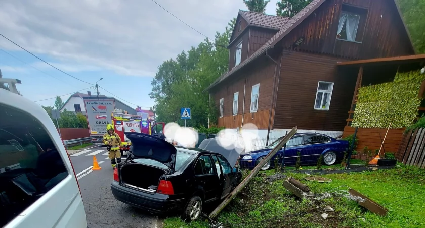 Zdarzenie drogowe bez poszkodowanych - interwencja OSP Rajcza