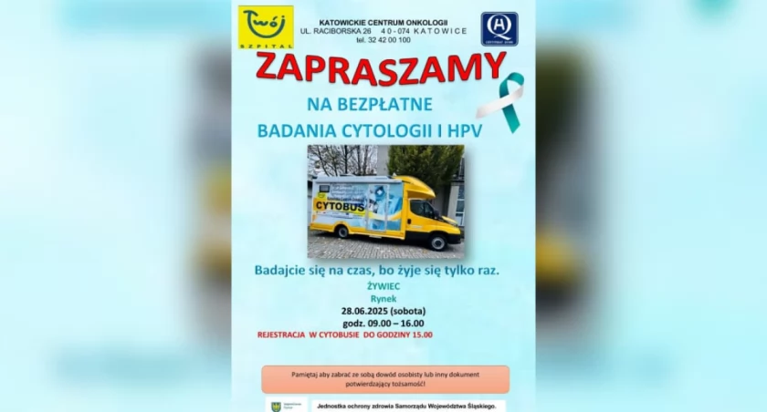 Bezpłatne badania cytologiczne dla kobiet w Żywcu – 28 czerwca na Rynku! Sprawdź, dlaczego warto wziąć udział już teraz.