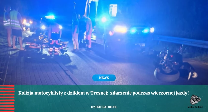 Zderzenie motocyklisty z dzikiem w Tresnej – motocyklista w szpitalu
