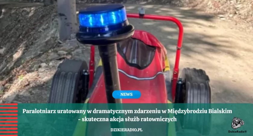 Paralotniarz utknął na drzewie w Międzybrodziu Bialskim – szybka i skuteczna akcja ratunkowa służb