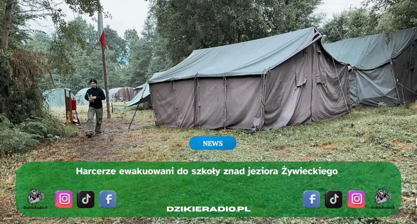 Harcerze ewakuowani z obozu w Łodygowicach