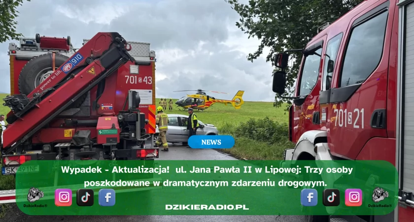 Zdarzenie drogowe – Lipowa, ul. Jana Pawła II- Aktualizacja!