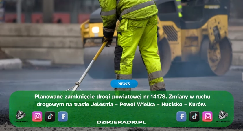GMINA JELEŚNIA: Utrudnienia na drodze powiatowej 1417S w Pewli Wielkiej