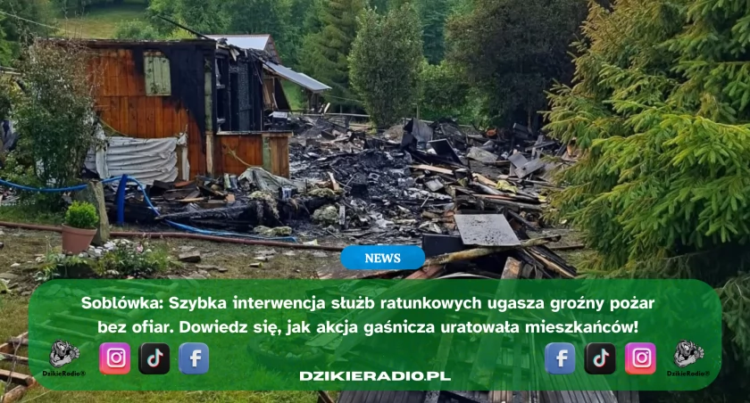 Pożar w Soblówce: szybka interwencja służb zapobiegła tragedii