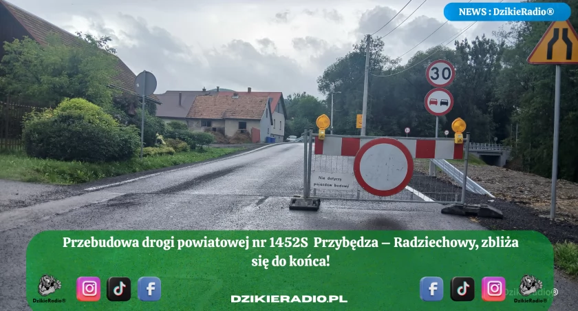 Dobiegają końca prace przy przebudowie drogi powiatowej nr 1452S Przybędza – Radziechowy! 