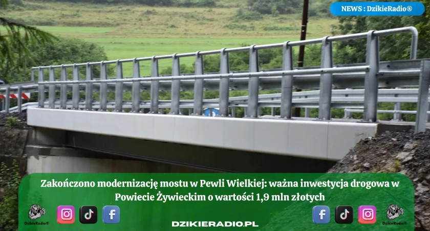 Zakończono modernizację mostu w Pewli Wielkiej - inwestycja drogowa w Powiecie Żywieckim 