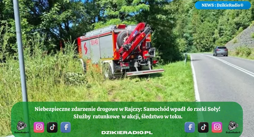 Poważny wypadek w gminie Rajcza – samochód wpadł do koryta rzeki Soły!