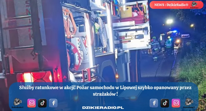 Pożar samochodu w Lipowej: szybka reakcja strażaków