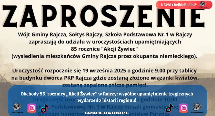 Uroczystości upamiętniające 85. rocznicę Akcji Żywiec w Rajczy: kwiaty, znicze i spotkanie z świadkiem historii.