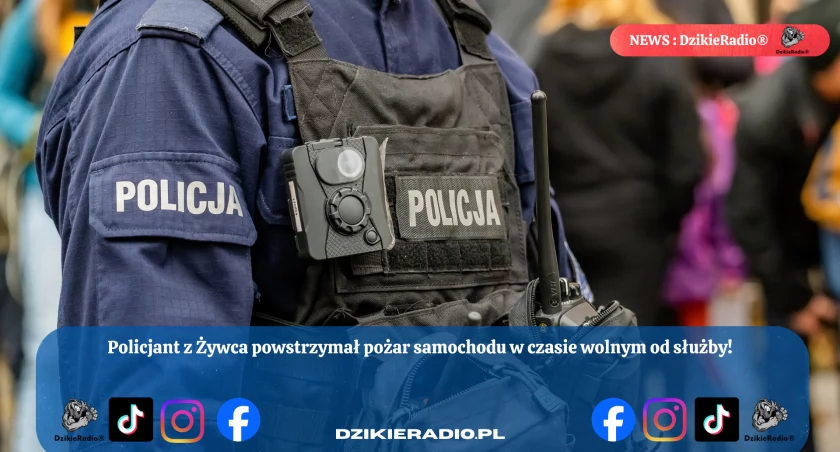 Policjant poza służbą uratował kobietę i auto przed pożarem