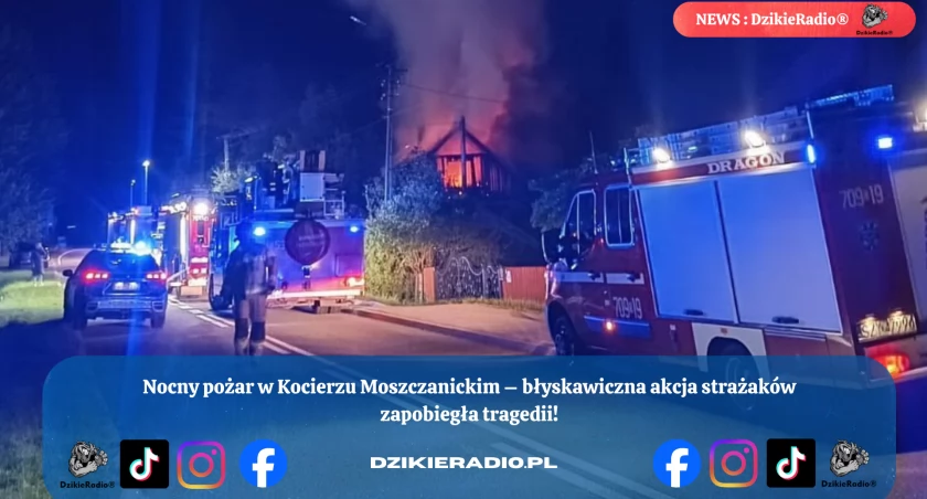 Nocny pożar w Kocierzu Moszczanickim – strażacy w akcji przez dwie godziny