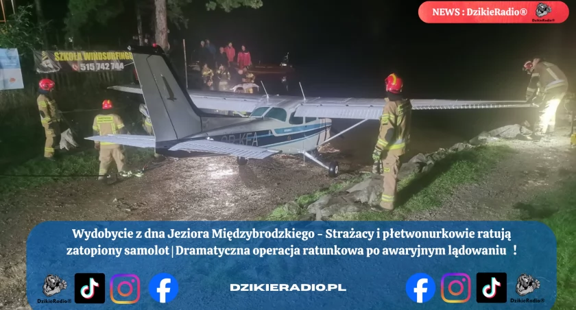 Akcja ratunkowa nad Jeziorem Międzybrodzkim: wydobyto zatopioną awionetkę