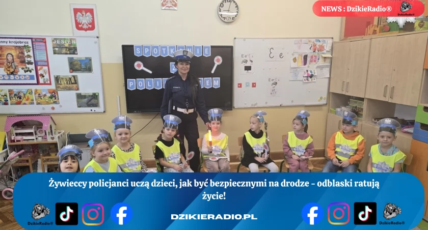 Policja w Żywcu uczy najmłodszych bezpieczeństwa na drodze z kampanią „Świeć Przykładem – Noś Odblaski”