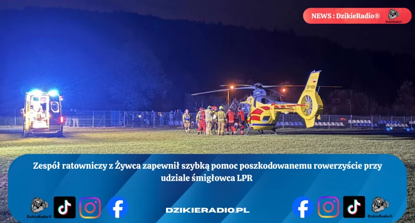 Akcja Ratunkowa w Żywcu: Lądowisko dla LPR i pomoc poszkodowanemu rowerzyście