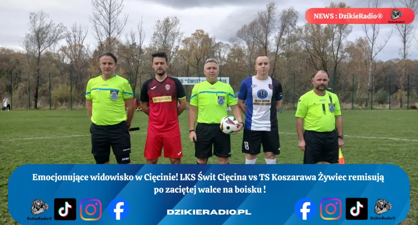 Zacięta rywalizacja na boisku: remis w starciu Koszarawy Żywiec ze Świtem Cięcina
