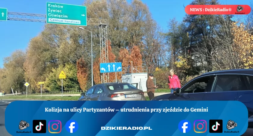 Kolizja drogowa na ulicy Partyzantów w Bielsku-Białej: Szczegóły i apel policji o ostrożność na ruchliwych odcinkach w mieście