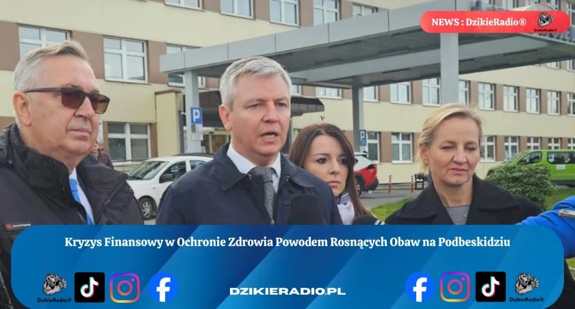 Bielsko-Biała: Kryzys w służbie zdrowia - groźba likwidacji szpitali według posłów podczas konferencji prasowej.