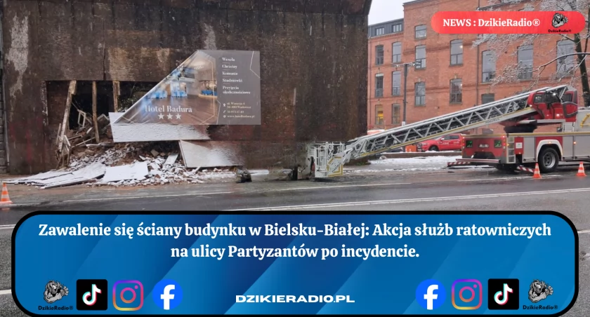 Katastrofa Budowlana przy ul. Partyzantów w Bielsku-Białej: Zawalenie się Ściany Frontowej - Szeroka Akcja Służb Ratunkowych i Policji Trwa
