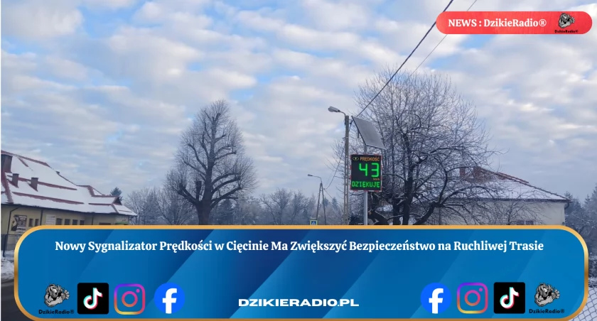 Nowy wyświetlacz prędkości w Cięcinie - zwiększone bezpieczeństwo dla pieszych i kierowców