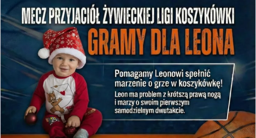 Żywiecka Liga Koszykówki: Sportowe emocje i pomoc w jednym! Weź udział w Super Meczu, wsadach, rzutach za 3 pkt i wspieraj Leosia. Sport, pasja, dobra zabawa i charytatywność łączą ludzi! Dołącz!