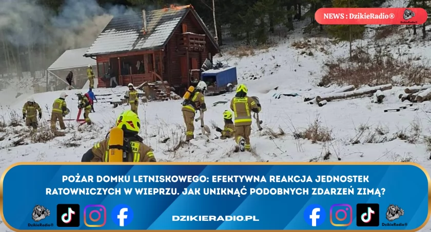 Pożar domku letniskowego w Wieprzu: skuteczna interwencja strażaków na ul. Łąkowej w pierwszy dzień Nowego Roku.