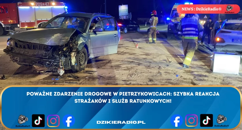 Kolizja na skrzyżowaniu w Pietrzykowicach. Sprawna akcja służb ratunkowych