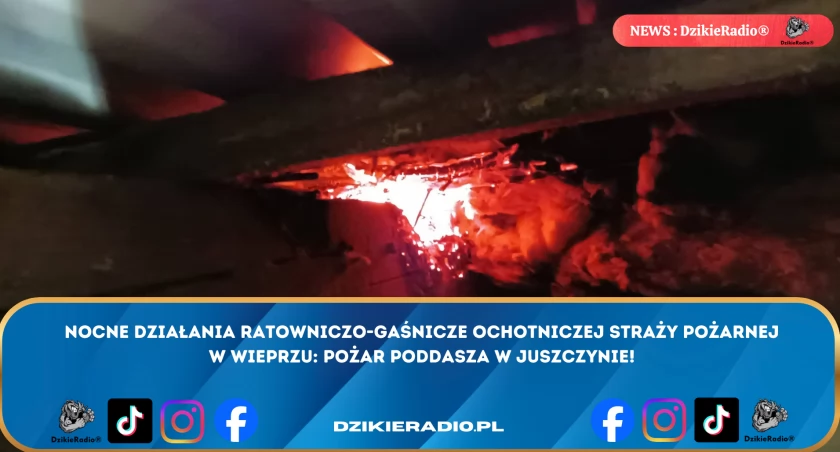 Ochotnicza Straż Pożarna w Wieprzu: skuteczne akcje gaśnicze podczas nocnego pożaru w Juszczynie.