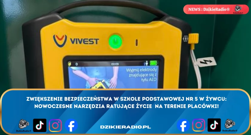 Nowy defibrylator w SP5 w Żywcu: Kluczowy krok w wzmocnieniu bezpieczeństwa szkolnego i społeczności.