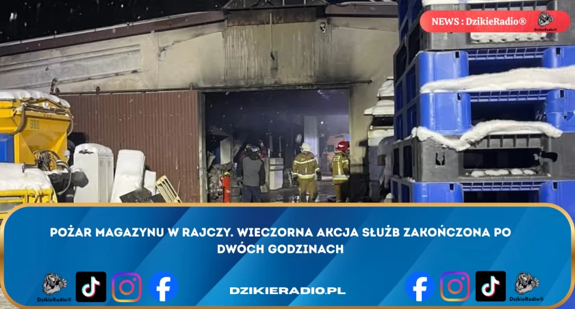 Pożar magazynu w Rajczy. Wieczorna akcja służb zakończona po dwóch godzinach