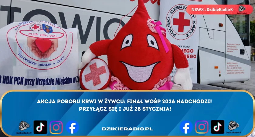 Akcja Poboru Krwi podczas 34. Finału WOŚP w Żywcu 2026: Ratuj życie i dołącz do pomagających.