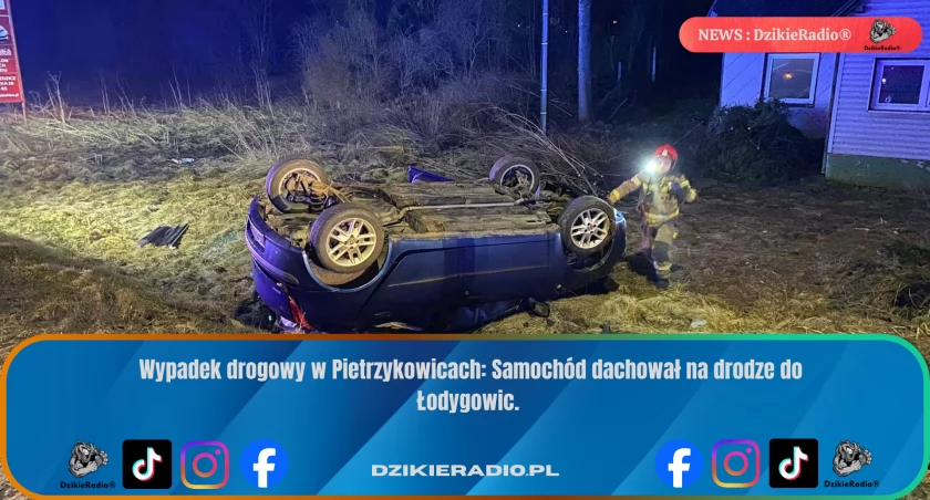 Dachowanie w Pietrzykowicach. Szybka interwencja służb na trasie w kierunku Łodygowic