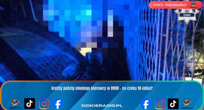 18-latek uciekał przed policją w BMW – pościg zakończył się na ogrodzeniu