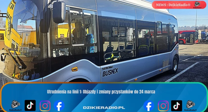 Utrudnienia na linii 1: Objazdy i zmiany przystanków do 24 marca