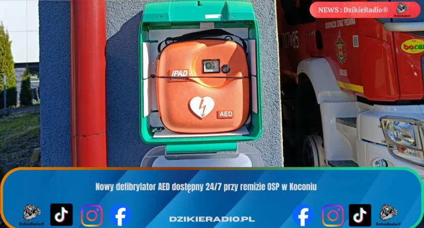 Nowy defibrylator AED dostępny 24/7 przy remizie OSP w Koconiu