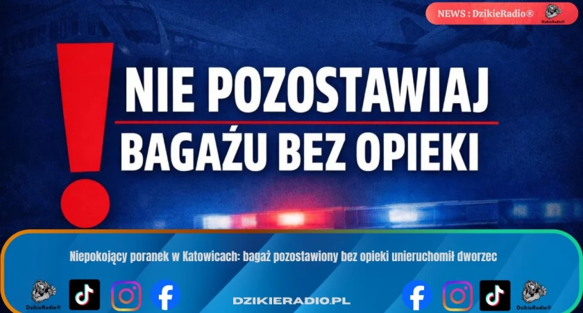 Niepokojący poranek w Katowicach: bagaż pozostawiony bez opieki unieruchomił dworzec