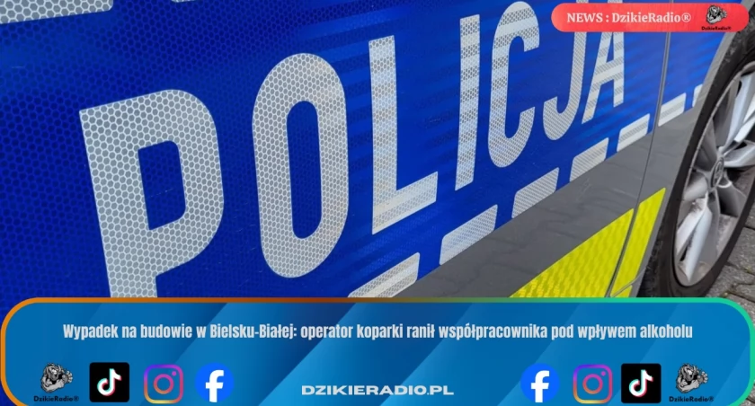 Wypadek na budowie w Bielsku-Białej: operator koparki ranił współpracownika pod wpływem alkoholu