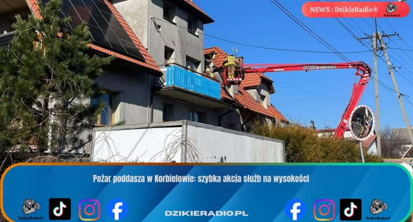 Pożar poddasza w Korbielowie: szybka akcja służb na wysokości