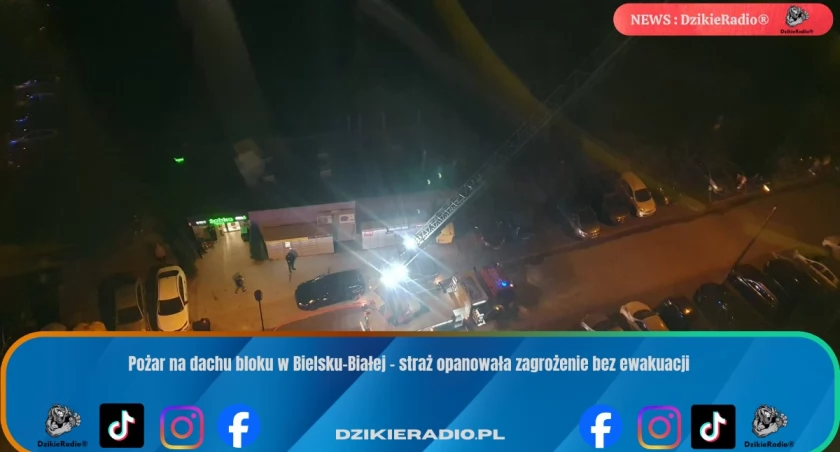 Pożar na dachu bloku w Bielsku-Białej – straż opanowała zagrożenie bez ewakuacji