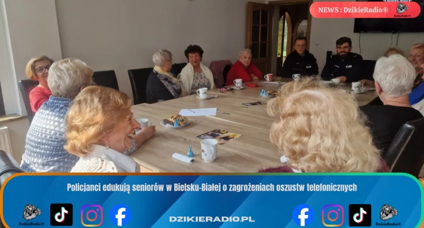 Policjanci edukują seniorów w Bielsku-Białej o zagrożeniach oszustw telefonicznych