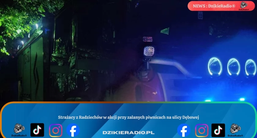 Strażacy z Radziechów w akcji przy zalanych piwnicach na ulicy Dębowej