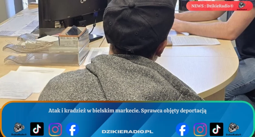 Atak i kradzież w bielskim markecie. Sprawca objęty deportacją