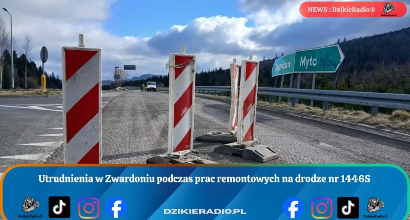 Utrudnienia w Zwardoniu podczas prac remontowych na drodze nr 1446S