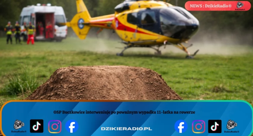 OSP Buczkowice interweniuje po poważnym wypadku 11-latka na rowerze